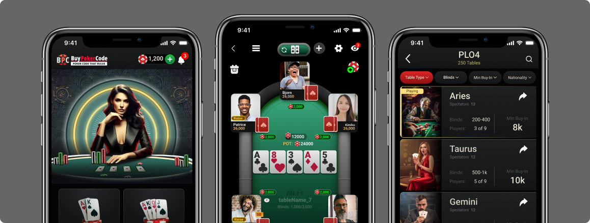 Our Mission - Mobile Poker Application Screens